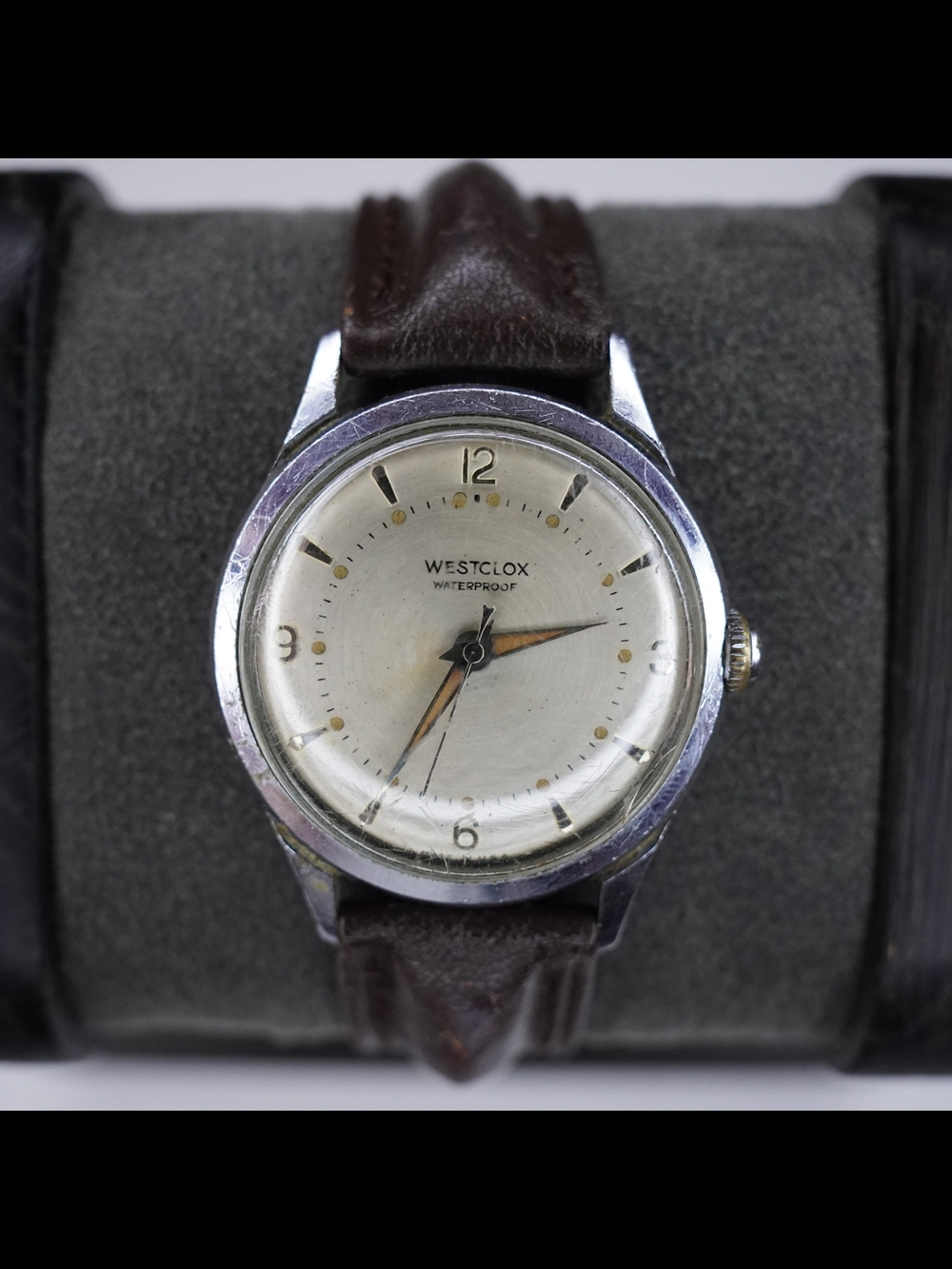 Vintage Westclox Model 689 Mechanical Mens Watch Silver Dial Waterproof USA Runs